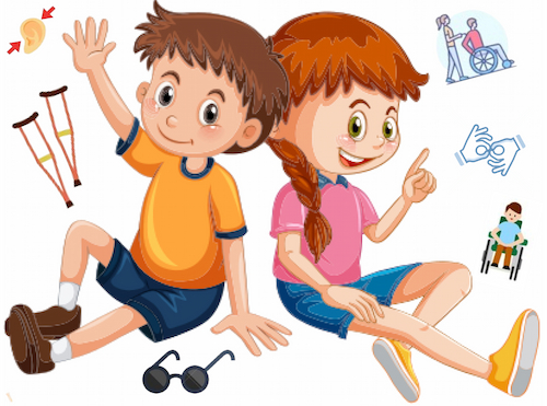 Boy and girl sitting and smiling